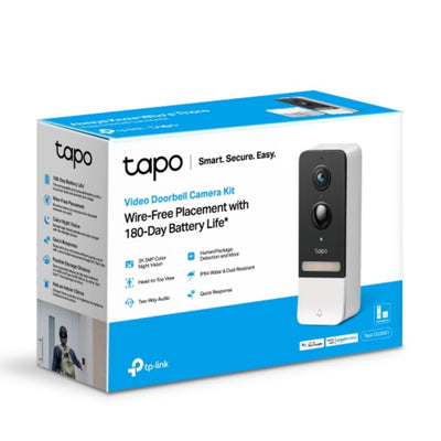 TP-Link Tapo D230S1 Smart Battery Video Doorbell, 2K 5MP Live View, Colour Night Vision, Water  Dust Resistant IP64