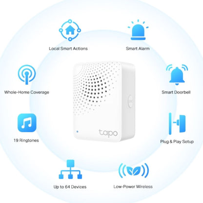 TP-Link Tapo Smart IoT Hub with Chime, Whole-Home Coverage, Low-Power Wireless Protocol , Smart Alarm, Smart Doorbell (Tapo H100ï¼