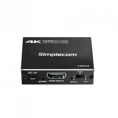 Simplecom CM412 HDMI 2.0 1x2 Splitter 1 IN 2 Out 4K 60Hz HDR10 2 Port HDMI Duplicator