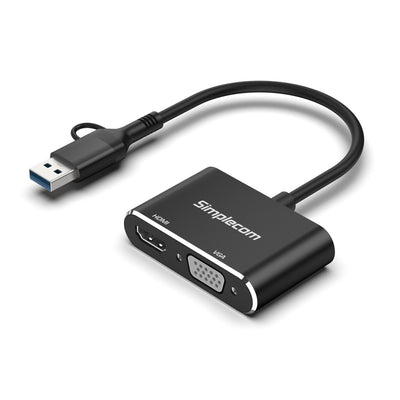 Simplecom DA326C USB 3.0 and USB-C to HDMI  VGA Video Card Adapter Full HD 1080p