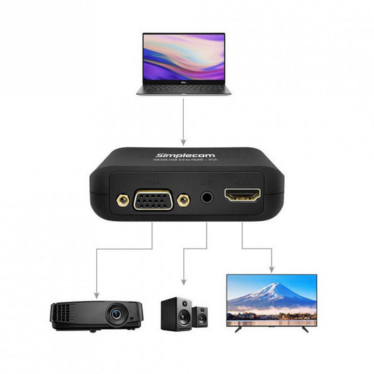 (LS) Simplecom DA326 USB 3.0 to HDMI  VGA Video Adapter with 3.5mm Audio Full HD 1080p - Works With NUCs
