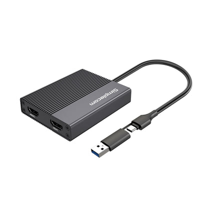 Simplecom DA369 USB 3.0 or USB-C to Dual 4K HDMI 2.0 Display Adapter for 2x 4K 60Hz Extended Screens