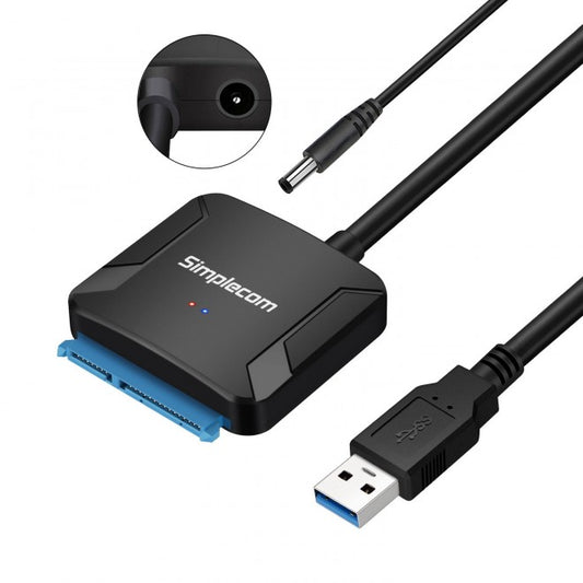 Simplecom SA236 USB 3.0 to SATA Adapter Cable Converter with Power Supply for 2.5 ft  3.5 ft HDD SSD