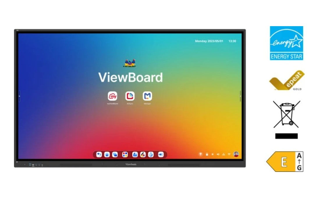 ViewSonic ViewBoard IFP7534 EDLA Certified ViewBoard 75 ft 4K Interactive Display, 20pct better power efficiency, Android 14 Quad-core CPU  microSD port
