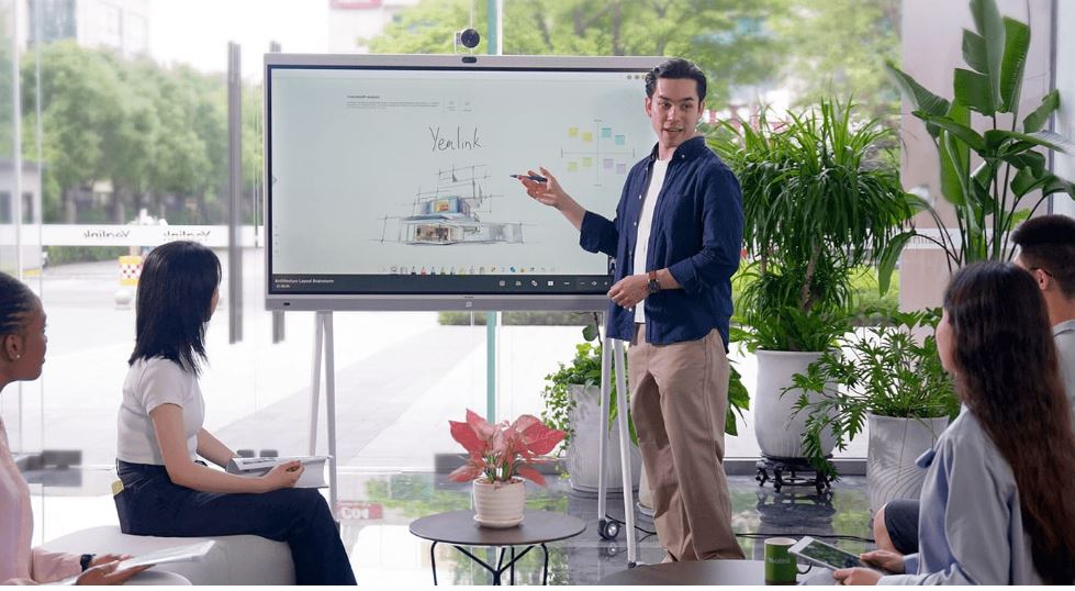 Yealink Floor stand for MeetingBoard 65 ft with Tray, Fit for Yealink MeetingBoard 65 ft, Wheeled for easy transport Stable, Durable Base Practical, White