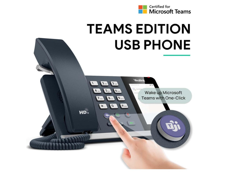 Yealink MP45 USB Teams Phone Desk Corded Phones for Work, Certified by Microsoft Teams Skype for Business System, Powered by Computer via USB-A C