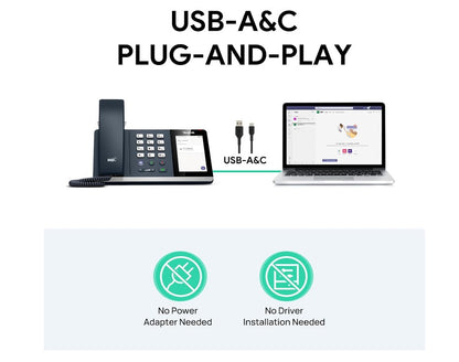 Yealink MP45 USB Teams Phone Desk Corded Phones for Work, Certified by Microsoft Teams Skype for Business System, Powered by Computer via USB-A C