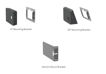 Yealink RoomPanel Mount Kits, Device Compatibility RoomPanel, 0 degree Mounting Bracket, 20 degree Mounting Bracket, Mullion Mount Bracket
