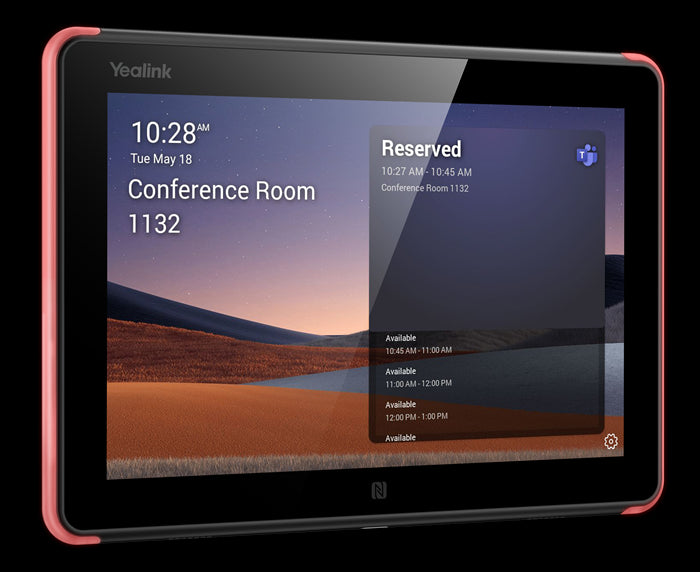 Yealink Roompanel Android based Scheduling Panel 8-inch, flush mount kit for wall or glass, 20 degree Tilt, PSU included, Yealink Platform, Microsoft Teams,