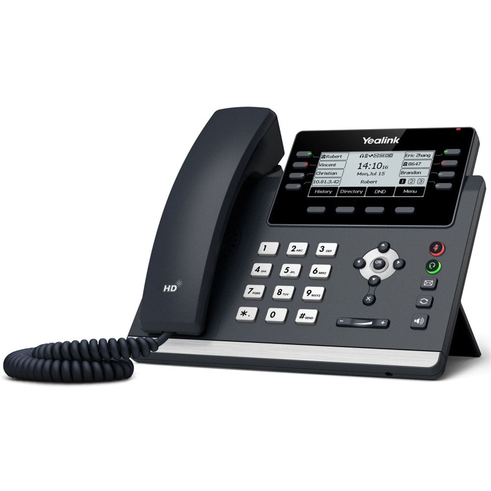 Yealink T43U 12 Line IP phone, 3.7 ft 360x160 pixel Graphical LCD with backlight, Dual USB Ports, POE Support, Wall Mountable, ( T42S ), 3.7 ft screen
