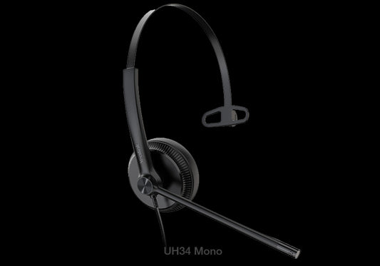 Yealink UH34 Mono Teams USB Headset, Lightweight, All Day Wearing Comfort, Ear Wideband Noise Cancelling Microphone, Leather Ear Cushions, USB-A