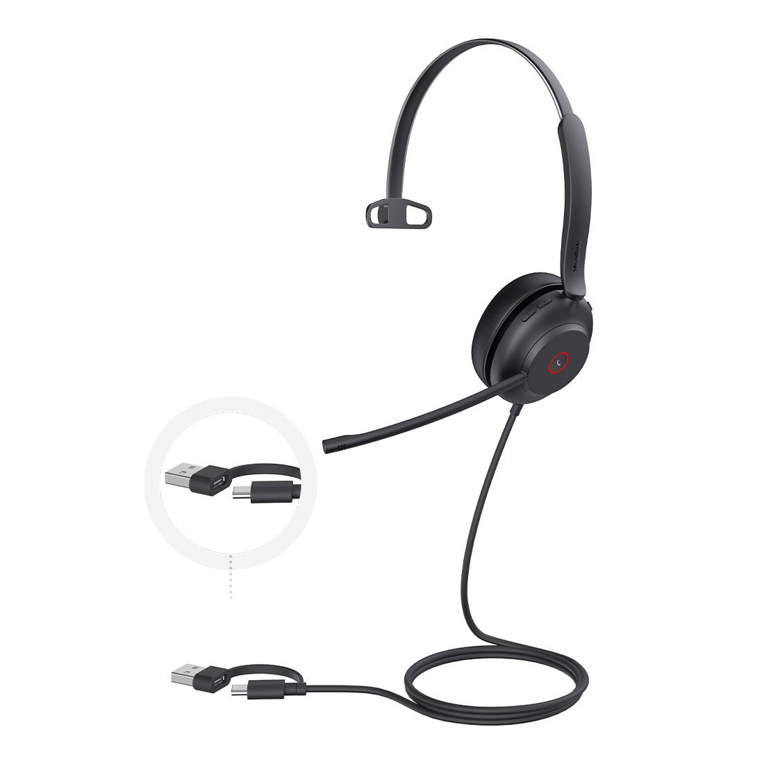 Yealink UH37 Mono USB Wired Headset, UC, USB-C A, 35mm Speaker, Busylight, Leather Ear Cushion,HD Audio, 2Mic Noise Killer, Microsoft Teams  UC