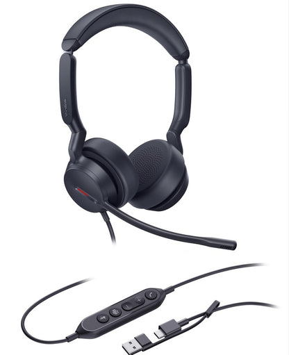 Yealink UH44 Dual Teams USB-C A Microsoft Certified Teams USB Wired HeadsetDual Noise-Canceling Microphones 35mmSpeaker Busylight Leather Ear Cushions