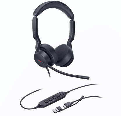 Yealink UH44 Dual UC USB-C A Unified  Communications USB Wired Headset Dual Noise-Canceling Microphones 35mmSpeaker Busylight Leather Ear Cushions