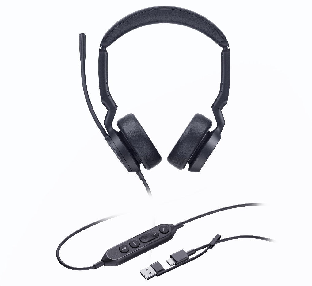 Yealink UH44 Dual UC USB-C A Unified  Communications USB Wired Headset Dual Noise-Canceling Microphones 35mmSpeaker Busylight Leather Ear Cushions