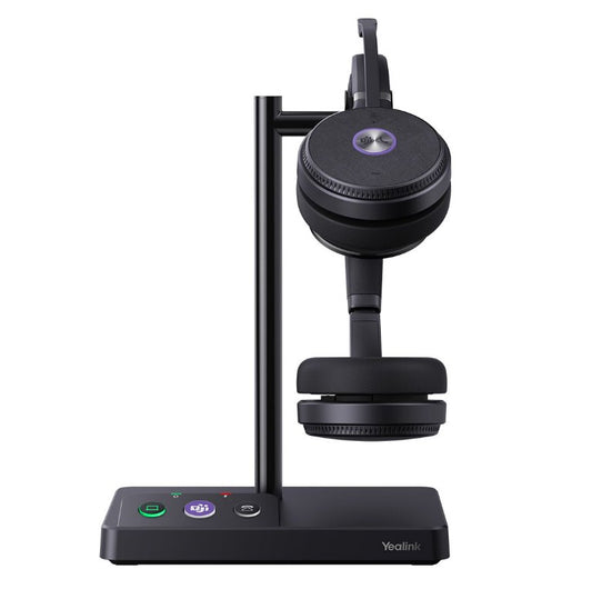 Yealink WH62 Dual Teams DECT Wireless Headset Headset, Busylight On Headset, Leather Ear Cushions, Acoustic Shield Technology, Built-in Ringer