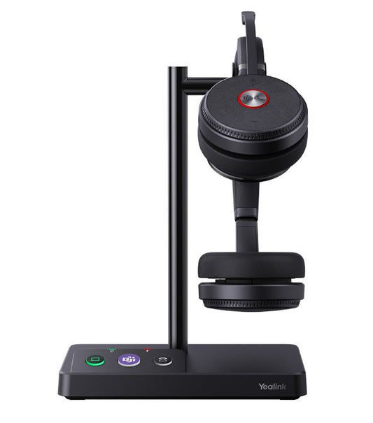 Yealink WH62 Dual Teams DECT Wireless Headset Headset, Busylight On Headset, Leather Ear Cushions, Acoustic Shield Technology, Built-in Ringer