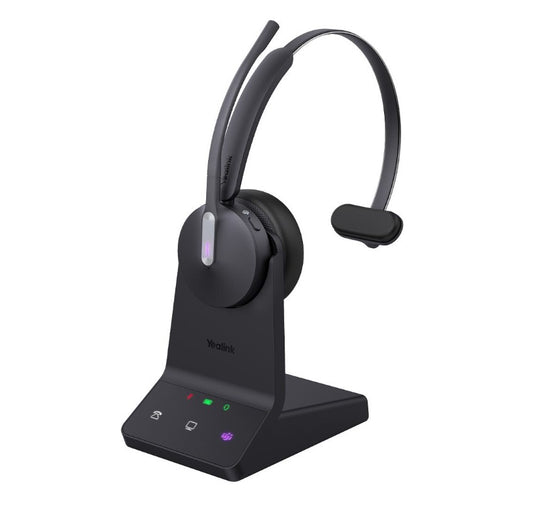 Yealink WH64 Mono UC DECT Wireless Headset, DECT  Bluetooth Wireless Technology, 3-Mic Noise Cancellation, UC Certified,  Charging Stands