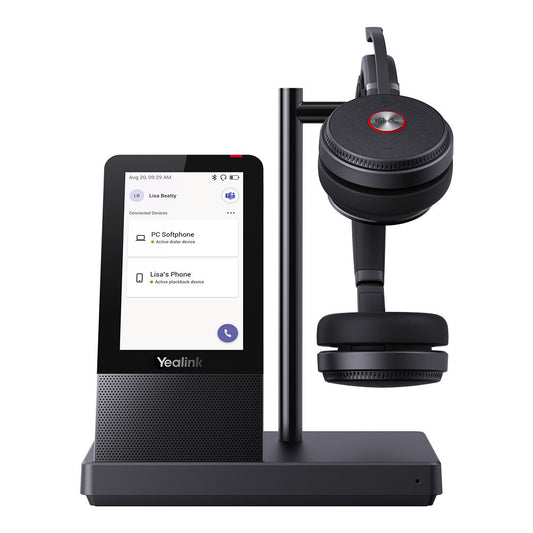 Yealink WH66 Dual Teams DECT Wireless Headset, UC Workstation, HD Voice, 2-Mic Noise Cancellation330 degree Adjustable, Leather Ear Cushions, Teams, Zoom