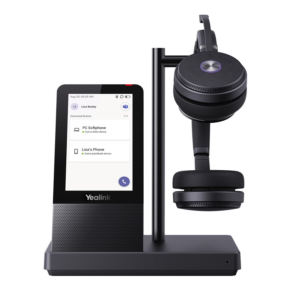 Yealink WH66 Dual Teams DECT Wireless Headset, UC Workstation, HD Voice, 2-Mic Noise Cancellation330 degree Adjustable, Leather Ear Cushions, Teams, Zoom