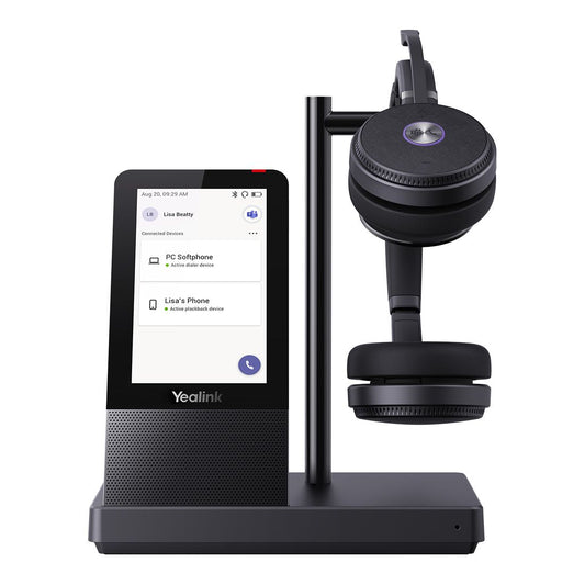 Yealink WH66 Dual Teams DECT Wireless Headset, UC Workstation, HD Voice, 2-Mic Noise Cancellation330 degree Adjustable, Leather Ear Cushions, Teams, Zoom