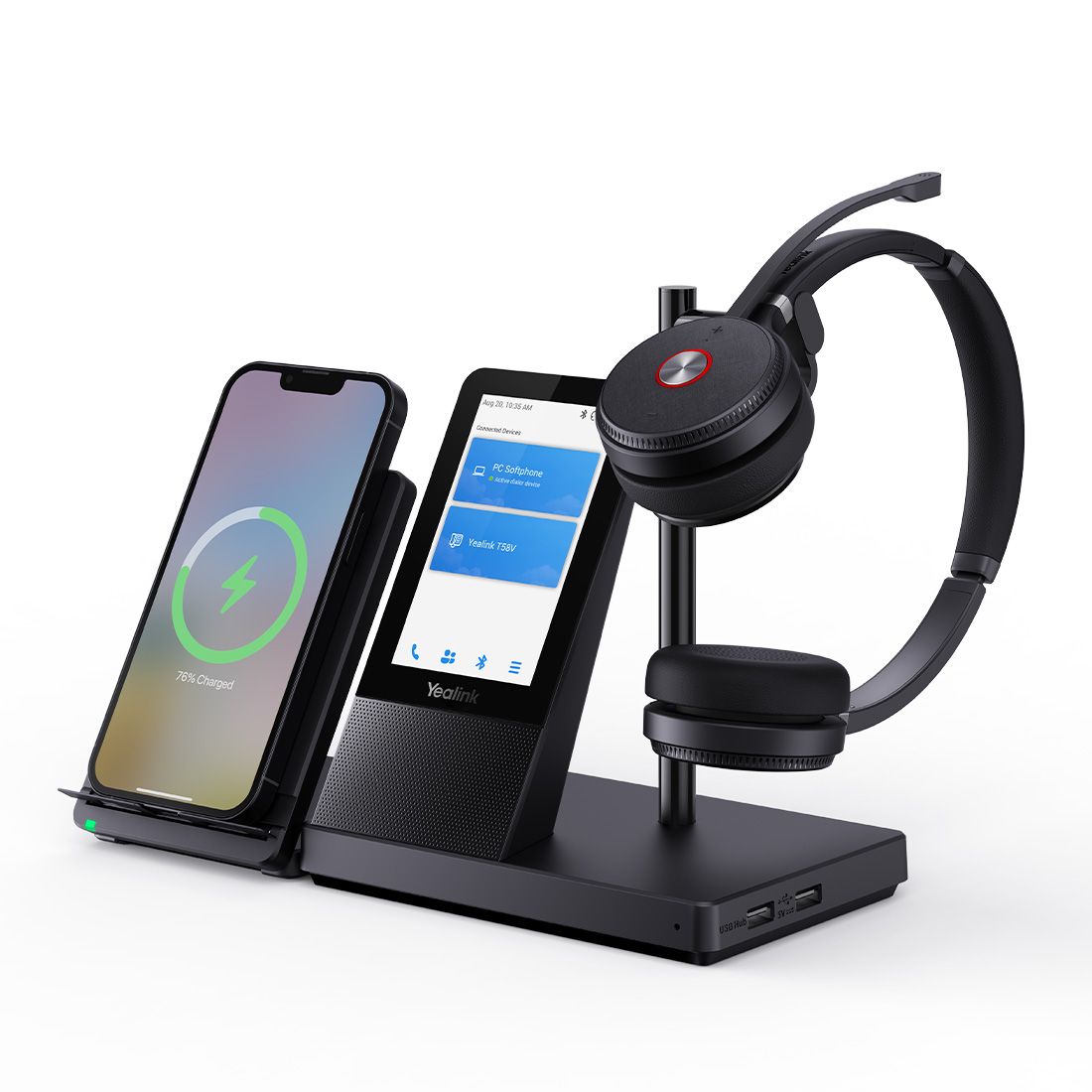 Yealink WH66 Dual UC DECT Wireless Headset,UC Workstation,HDVoice, 2-Mic Noise Cancellation330 degree Adjustable, Leather Ear Cushions,TeamsZoom Certified