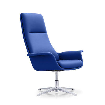 LDR Focus 360 ChairHigh back executive chair with moulded foam,PU or fabric finish,fixed mech4-star alloy base,Perfect for Huddle rooms,Blue