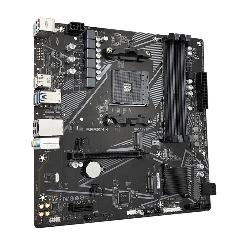 Gigabyte B550MK AMD AM4 M-ATX Motherboard 4x DDR4~128GB,1x PCIe x16, 1 x PCIe x1, 2x M.2, 4x SATA , 4x USB 3.2,  4x USB 2.0