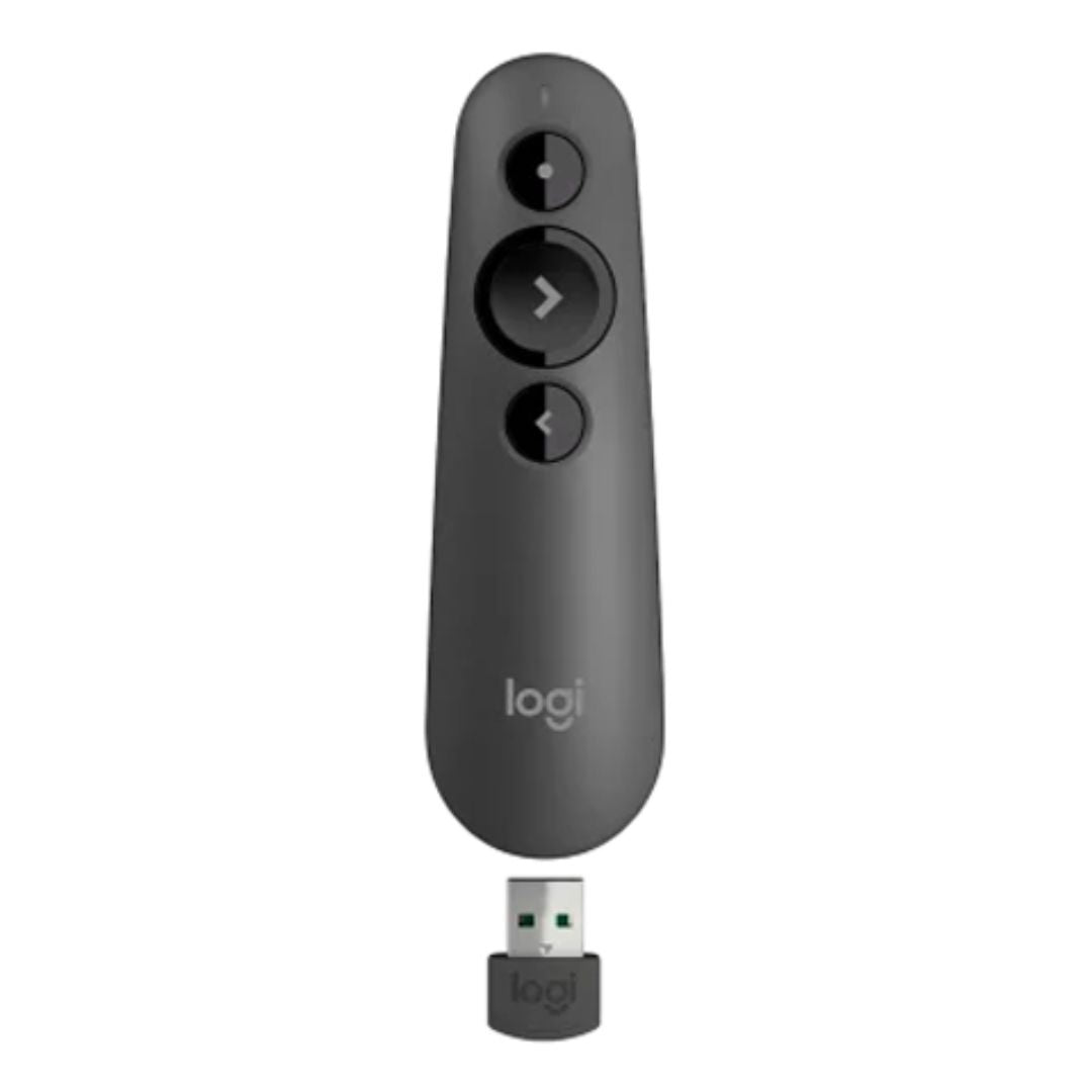 Logitech R500S Laser Presentation Remote with Dual Connectivity Bluetooth or USB 20m Range Red Laser Pointer for PowerPoint Keynote Google Slides