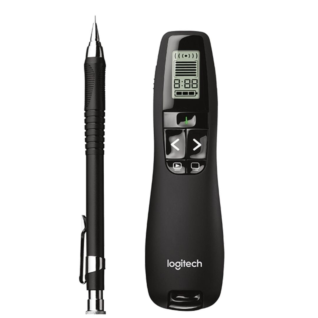 Logitech R800 Laser Presentation Remote LCD display  time tracking 30m Range, 2.4GHz Instuitive slideshow controls ~MILT-R700PRO 910-003508