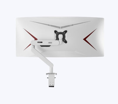 (LS)AOC AM402W White Desk-mount Monitor Arm  aluminum Alloy Structure. Mechanical Spring. Full Range Motion 17-34 ft up to 9KG VESA 100 and 75mm