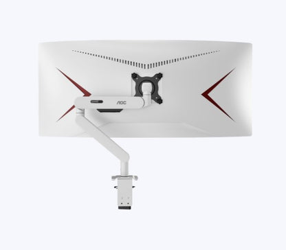 (LS)AOC AM402W White Desk-mount Monitor Arm  aluminum Alloy Structure. Mechanical Spring. Full Range Motion 17-34 ft up to 9KG VESA 100 and 75mm