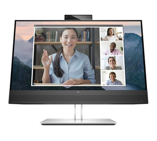 HP E24MV G4 23.8 ft 24 ft FHD Conferencing Monitor 1920x1080 16:9 5ms Height Adjustable Tilt Swivel Pivot Webcam Speakers 4xUSB Hub VGA DP HDMI VESA 3yrs