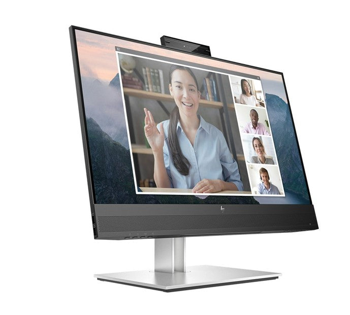 HP E24MV G4 23.8 ft 24 ft FHD Conferencing Monitor 1920x1080 16:9 5ms Height Adjustable Tilt Swivel Pivot Webcam Speakers 4xUSB Hub VGA DP HDMI VESA 3yrs