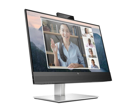 HP E24MV G4 23.8 ft 24 ft FHD Conferencing Monitor 1920x1080 16:9 5ms Height Adjustable Tilt Swivel Pivot Webcam Speakers 4xUSB Hub VGA DP HDMI VESA 3yrs