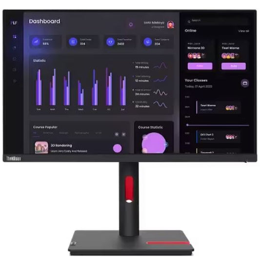 LENOVO ThinkVision T24I-30 23.8 ft 24 ft 60Hz FHD Monitor 1920x1080 16:9 Anti-Glare Height Adjustable Titl Swivel Pivot 4xUSB3.2 Hub VGA DP HDMI Audio 3yr