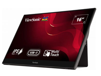 ViewSonic 16 ft TD1655 USB-C Touch FHD IPS , 2x Type-C (Power in with Video  Data). 3.5mm Audio, Mini HDMI x 1, Ultra Portable Monitor