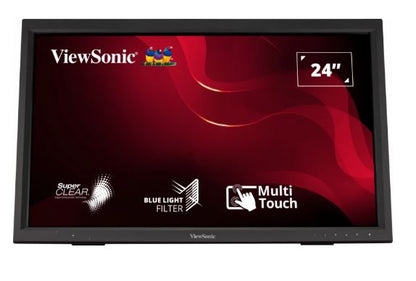 ViewSonic 24 ft TD2423 IR 10 Point Touch Advanced Ergonomics, Magnetic Pen Holder, 40 degrees Tilt, 7H Hardness VESA 100, Glove, Multi OS Touch Monitor