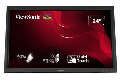 ViewSonic 24 ft TD2423 IR 10 Point Touch Advanced Ergonomics, Magnetic Pen Holder, 40 degrees Tilt, 7H Hardness VESA 100, Glove, Multi OS Touch Monitor