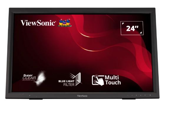 ViewSonic 24 ft TD2423 IR 10 Point Touch Advanced Ergonomics, Magnetic Pen Holder, 40 degrees Tilt, 7H Hardness VESA 100, Glove, Multi OS Touch Monitor
