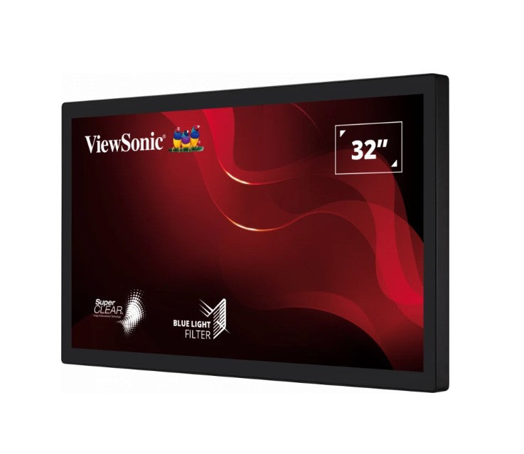 ViewSonic TD3207 32 ft 1080p Open Frame 10-Point PCAP Touch Monitor, 24 7 Operation and HDMI, DisplayPort and RS232, Kiosk, Factory, IP54 Front waterPF