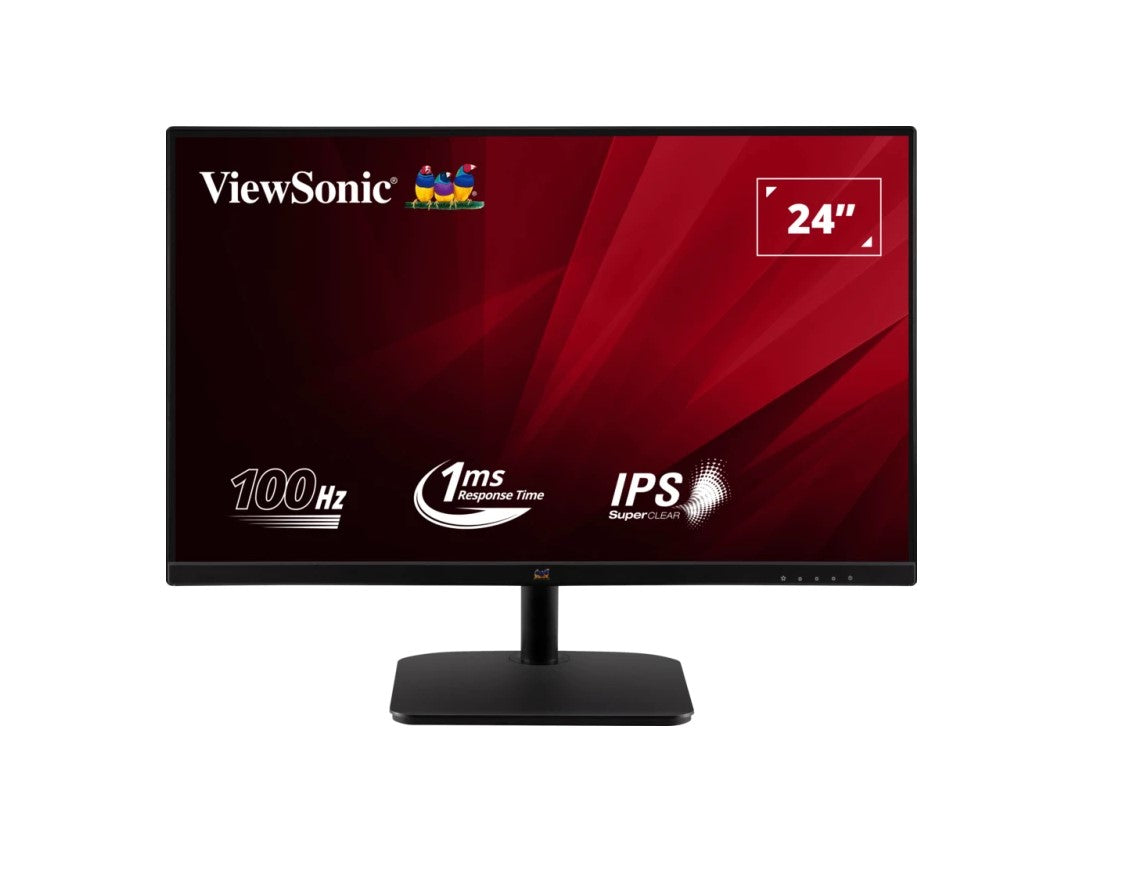 ViewSonic 24 ft SuperClear IPS, 1ms 100hz, FHD 1920x1080, HDMI, VGA, 3.5 Audio, Multi-View, Eye Care. VESA 75m, Office Ultra Thin Bezel Monitor - (LS)