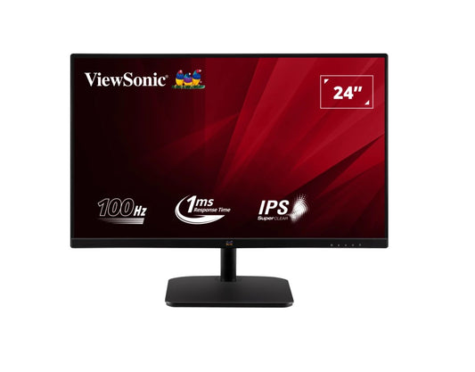 ViewSonic 24 ft SuperClear IPS, 1ms 100hz, FHD 1920x1080, HDMI, VGA, 3.5 Audio, Multi-View, Eye Care. VESA 75m, Office Ultra Thin Bezel Monitor - (LS)