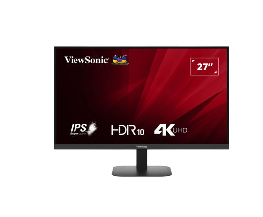 ViewSonic 27 ft 4K 3840 x 2160 SuperClear IPS, HDR10, 2x HDMI and DP x1, Eye Pro Tech.Seamless, VESA 75, Eco Mode, Joy Key rear, Office Monitor