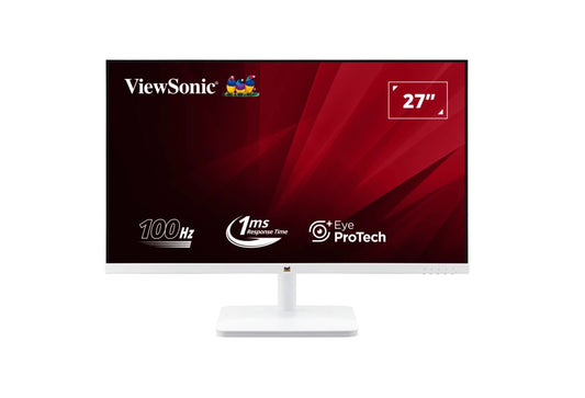 ViewSonic 27 ft White, Super Clear IPS, 4ms 100hz, Ultra Slim Bezel, FHD, HDMI, VGA,  Adaptive Sync. VESA 100. 3Yrs AR. Office Business Monitor (LS