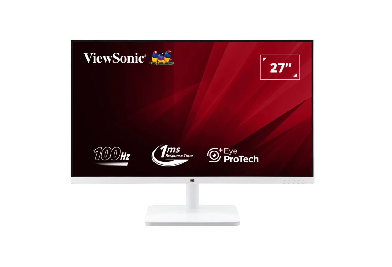 ViewSonic 27 ft White, Super Clear IPS, 4ms 100hz, Ultra Slim Bezel, FHD, HDMI, VGA,  Adaptive Sync. VESA 100. 3Yrs AR. Office Business Monitor (LS