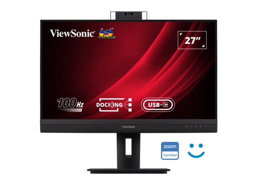 ViewSonic 27 ft QHD 100Hz Video Conferencing Docking Monitor with Windows Hello and Zoom Certified Pop-up Webcam and 5W speakers