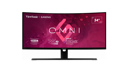 ViewSonic 34 ft Curved 3440x1440, 180Hz 1ms 1500R, HDR10, Adaptive Sync, 2x HDMI 2.0, 2x DP, Speakers, VESA 100, Office Ultra Wide Monitor