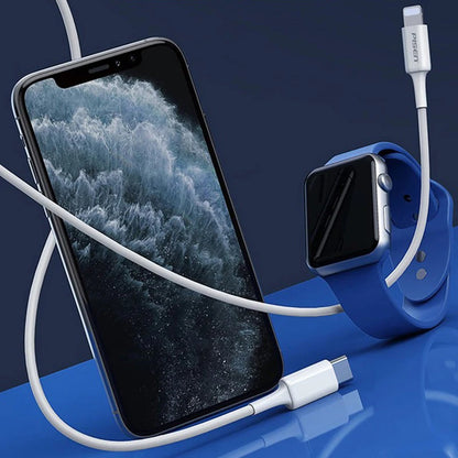 Pisen Mr White Lightning to USB-C PD Fast Charge Cable (2M) White - 3A, Support Data Sync, Durable, Easy to insert, Apple iPhone,iPad,MacBook