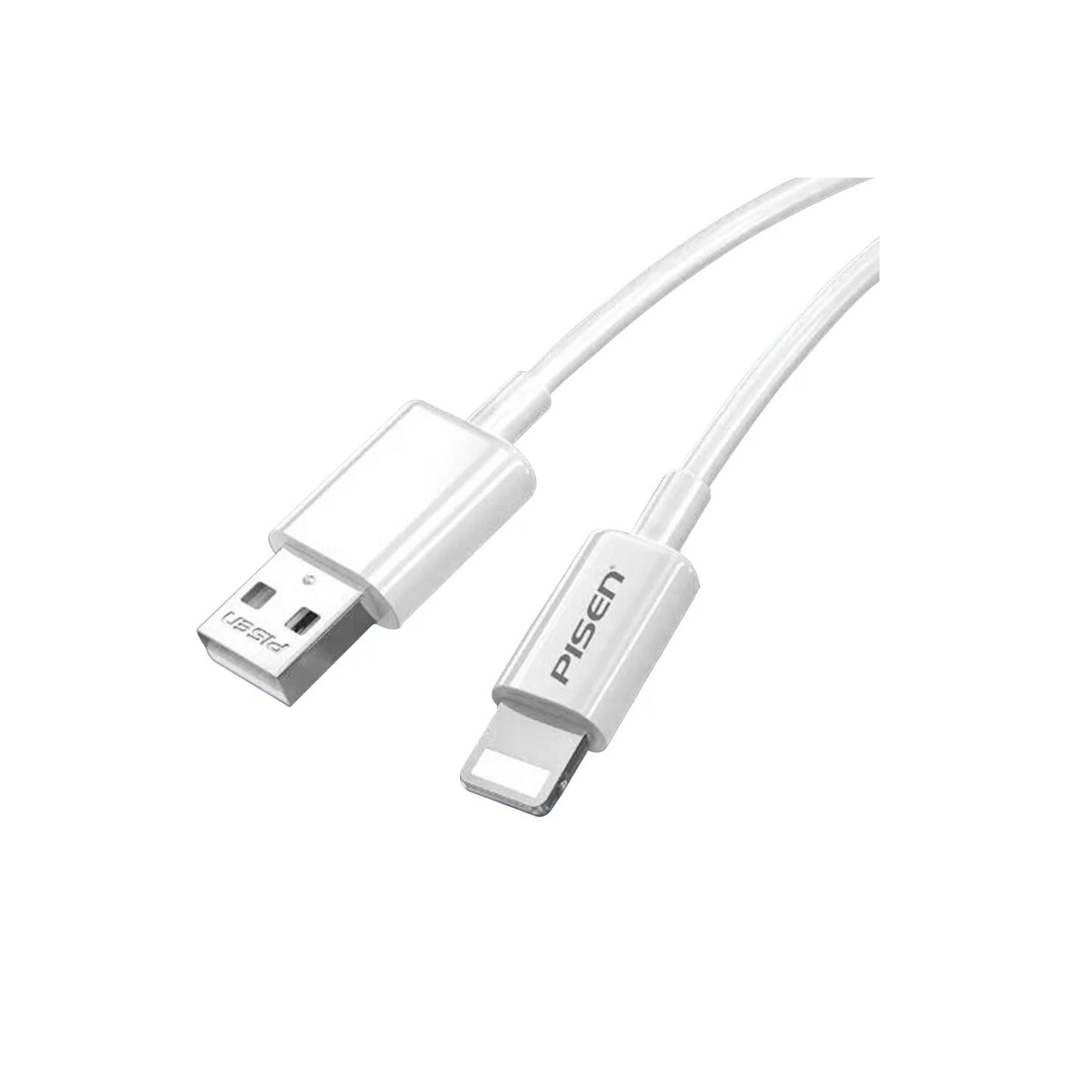 Pisen Mr White Lightning to USB-A Cable (1M) White - Fast Charge 2.4A, Stretch-Resistant, Reinforced, Strong  Durable, Apple iPhone iPad MacBook